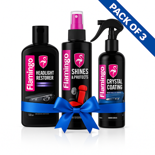 Flamingo 3-in-1 Complete Car Care. 
Combo | Headlight Restorer, Interior Shine & Crystal Coating